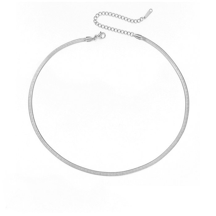 jewelry Jewelry Wholesale New Style Simple Stainless Steel  Flat Snake Chain Necklace