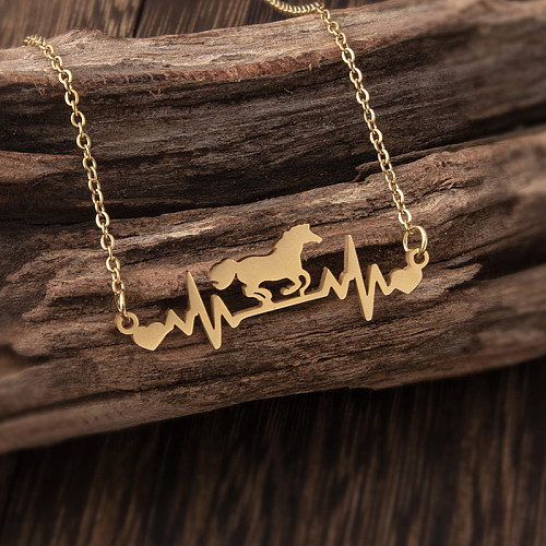 Simple Style Electrocardiogram Horse Stainless Steel  Necklace 1 Piece
