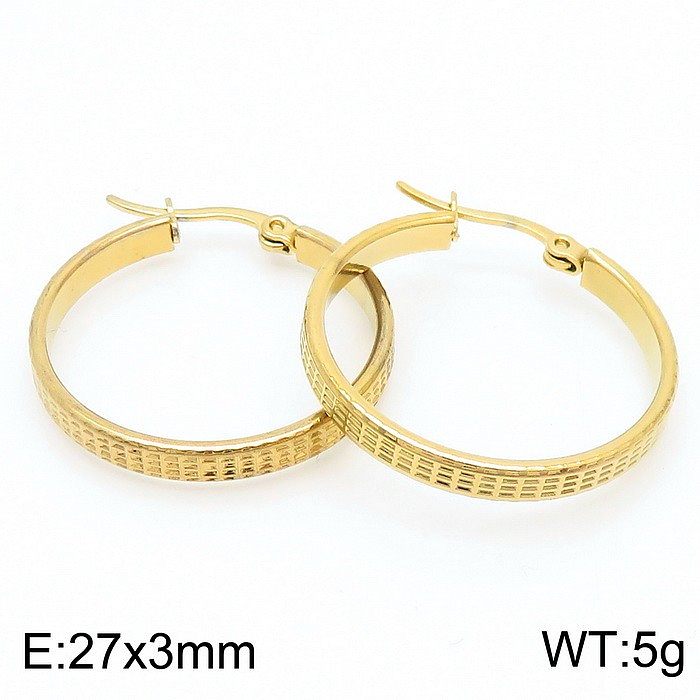 1 Pair Simple Style Solid Color Plating Stainless Steel  18K Gold Plated Hoop Earrings
