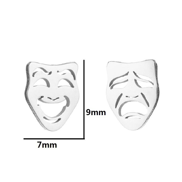 1 Paar Ohrstecker aus Edelstahl mit Retro-Emoji-Gesicht