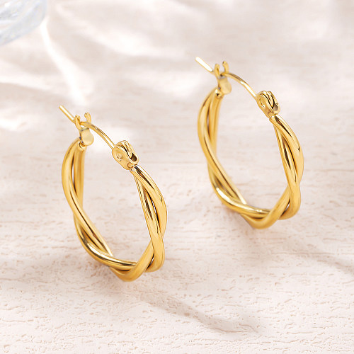 Boucles d'oreilles en acier inoxydable Twist Fashion, placage de boucles d'oreilles en acier inoxydable