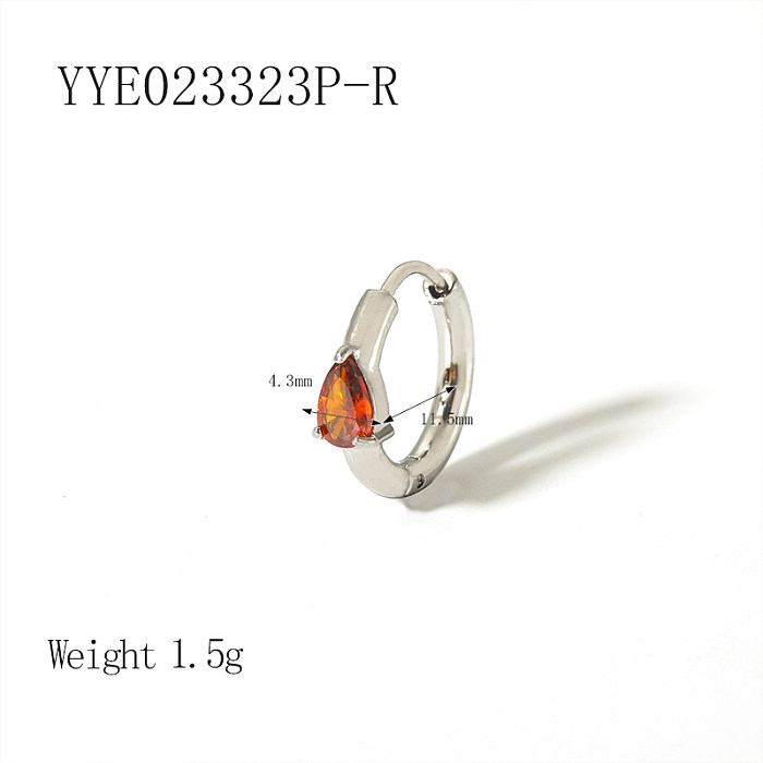 1 Pair IG Style Simple Style Water Droplets Plating Inlay Stainless Steel  Zircon 18K Gold Plated Earrings