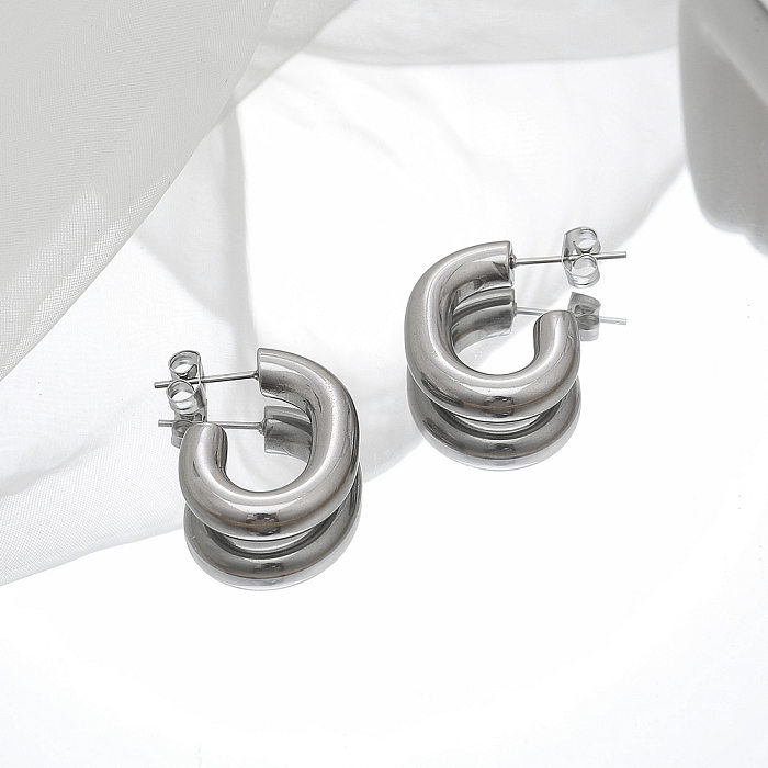 Fashion C Shape Stainless Steel Ear Studs Plating Stainless Steel  Earrings