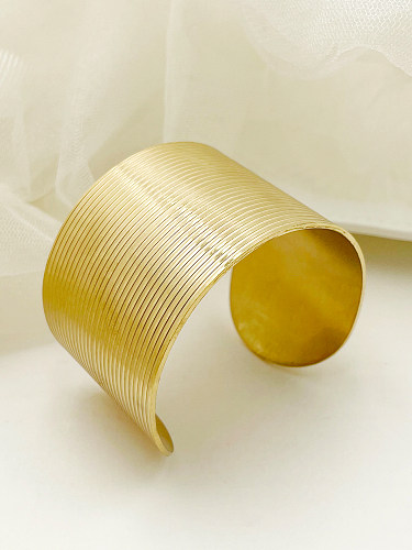 Glam Stripe Bracelets de manchette plaqués or en acier inoxydable poli