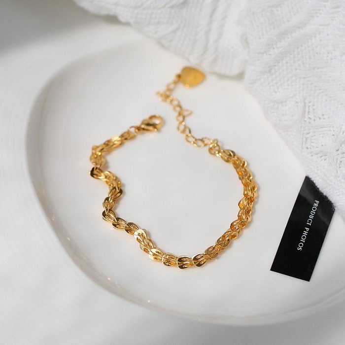 Bracelets de placage en acier titane de couleur unie en forme de cœur de style simple