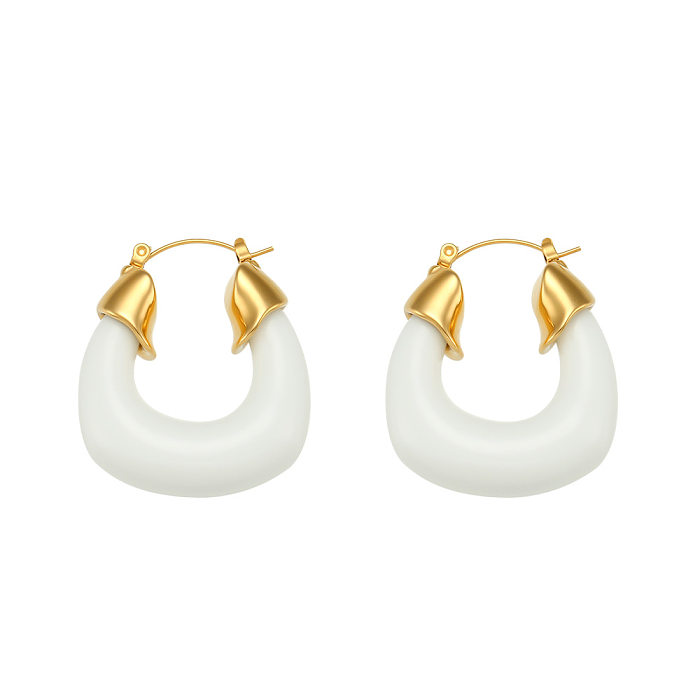 Boucles d'oreilles en acier inoxydable en forme de U pour dame, placage de boucles d'oreilles en acier inoxydable