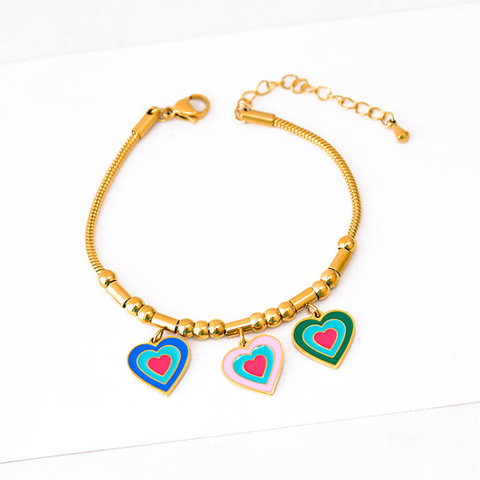 Bracelets de placage en acier titane fleur en forme de coeur doux