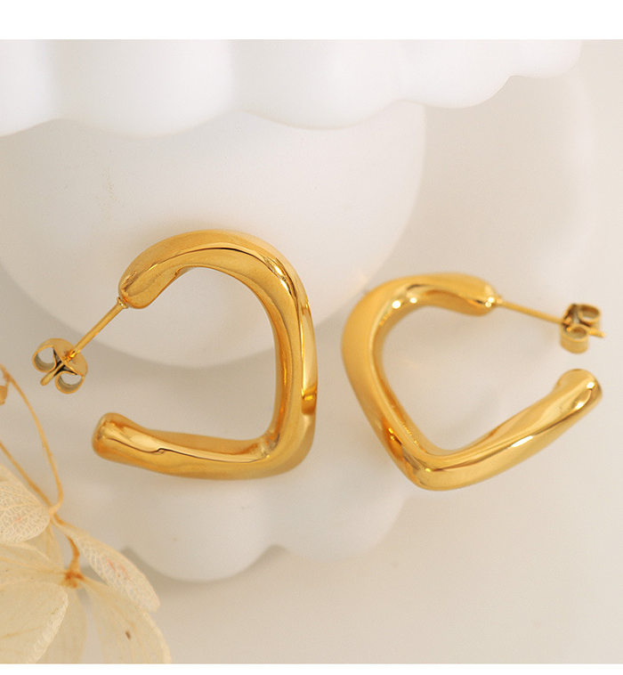 Schlichter Stil, unregelmäßige Edelstahl-Ohrringe, vergoldete Edelstahl-Ohrringe, 1 Paar