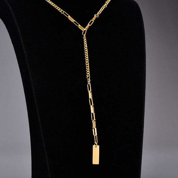 1 Piece Simple Style Square Stainless Steel Necklace