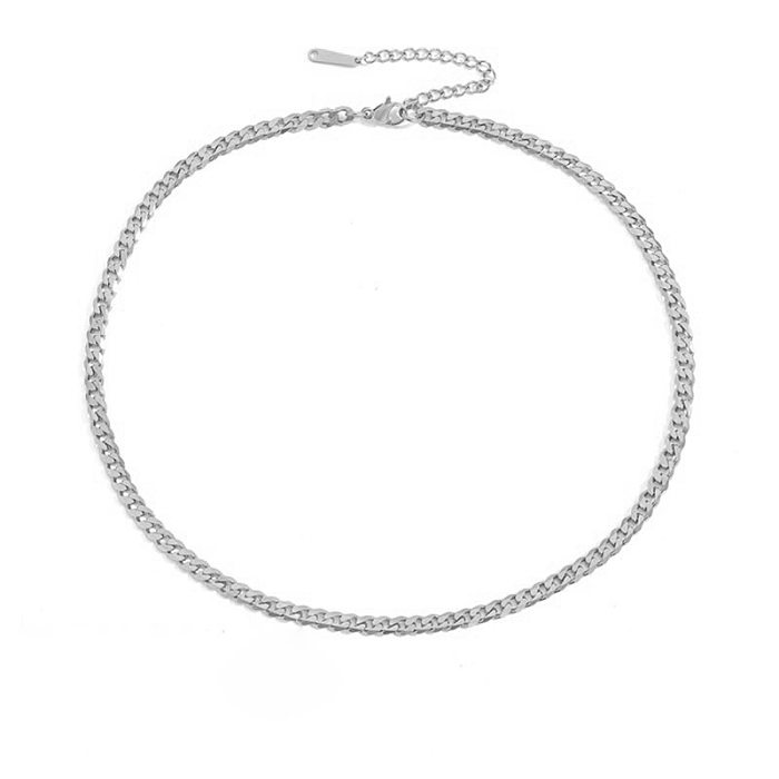 New Geometric Cuban Chain Stainless Steel  Necklace