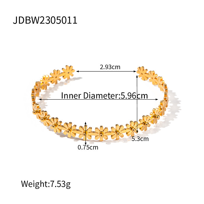 Bracelet plaqué or 18K de placage d'acier inoxydable de fleur de style simple