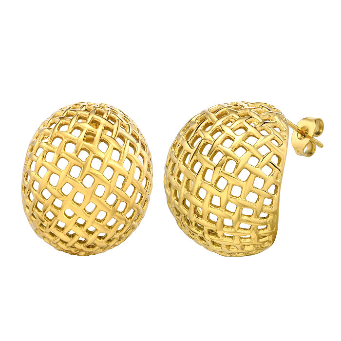 1 Pair Vintage Style Simple Style Solid Color Plating Hollow Out Stainless Steel  Gold Plated Ear Studs