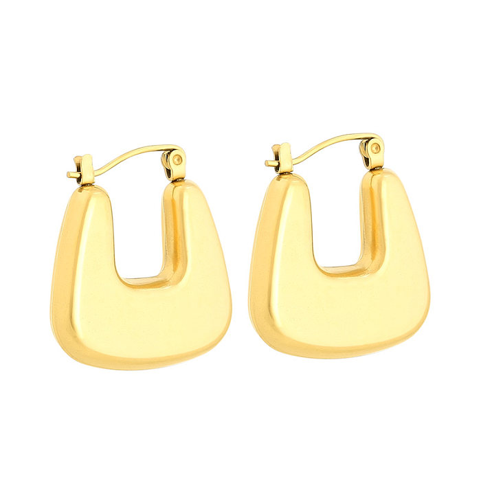1 Pair Modern Style Simple Style Solid Color Plating Stainless Steel  18K Gold Plated Earrings