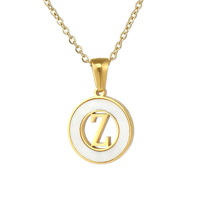Simple Style Letter Stainless Steel  Pendant Necklace Plating Hollow Out Shell Stainless Steel  Necklaces