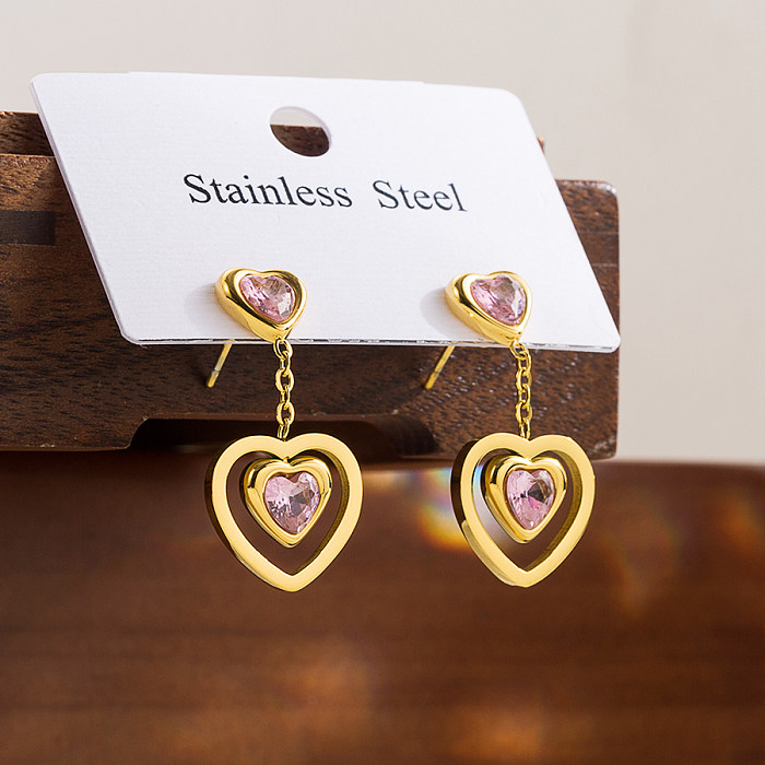 1 par de pinos de orelha banhados a ouro 18K estilo IG elegante em forma de coração doce