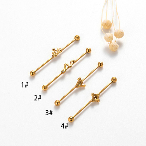 1 Piece Simple Style Crown Snake Plating Stainless Steel  18K Gold Plated Ear Studs