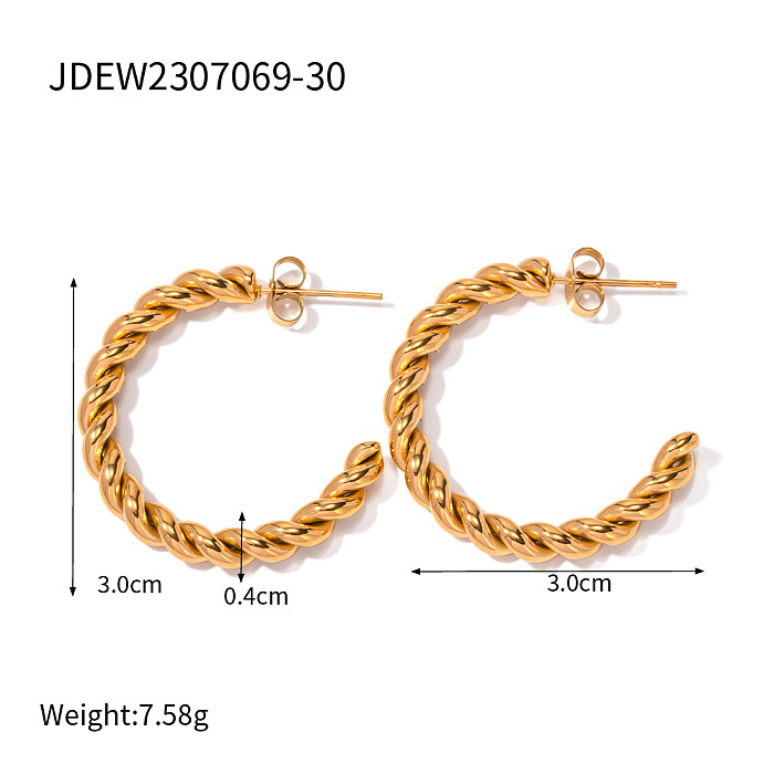 1 par de pinos de orelha banhados a ouro 18K em forma de IG estilo C em forma de C