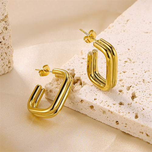 1 Pair IG Style Simple Style Rectangle Stainless Steel  Ear Studs