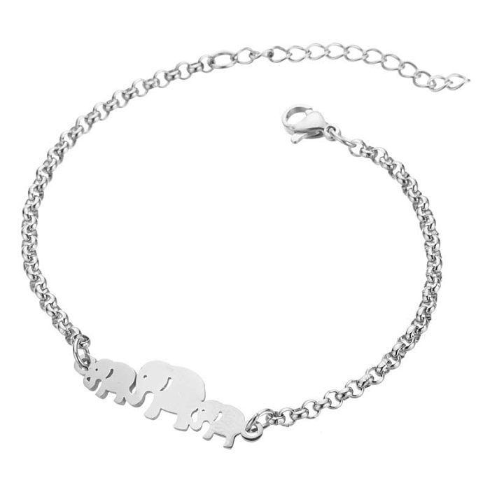 Women'S Fashion Elephant Stainless Steel No Inlaid Bracelets Stainless Steel Bracelets