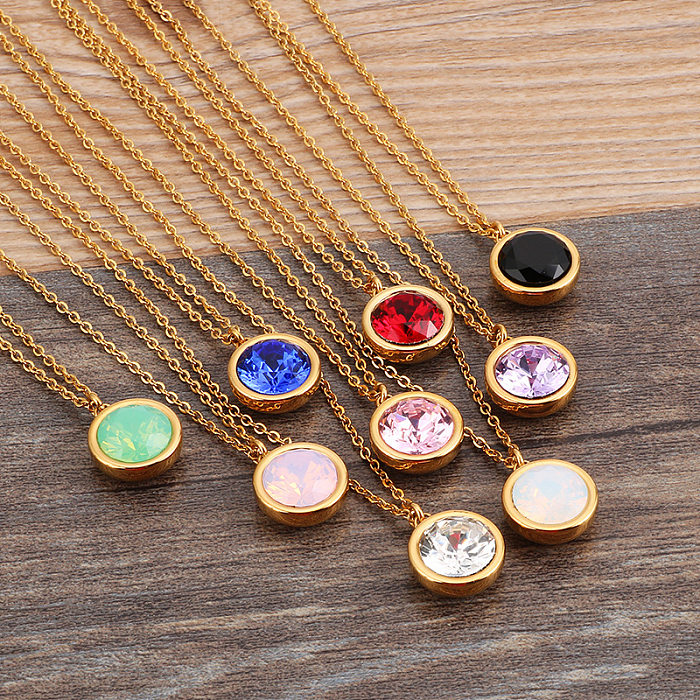 Korean Round Pendant Stainless Steel Necklace Wholesale jewelry