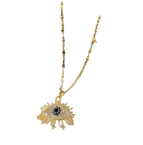 Fashion Eye Stainless Steel Inlay Zircon Pendant Necklace 1 Piece