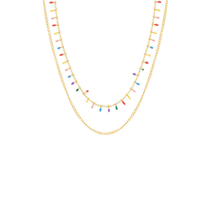 Wholesale Casual Colorful Stainless Steel Layered Necklaces