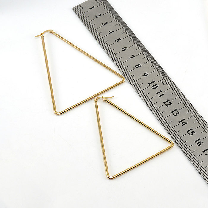 Brincos de aço inoxidável geométricos de triângulo de estilo simples, brincos de aço inoxidável de polimento