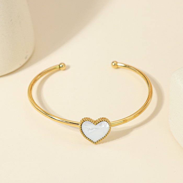 Casual Simple Style Heart Shape Stainless Steel Plating Bangle