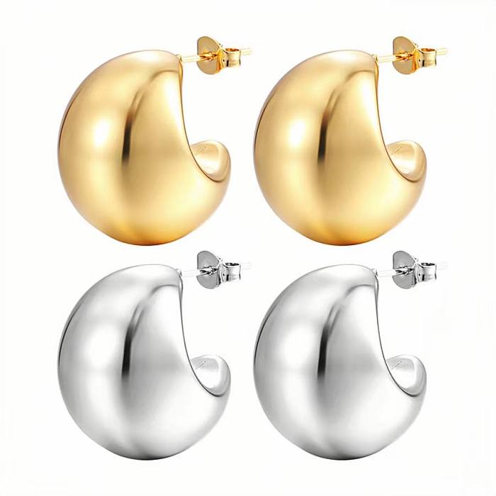 1 Pair Vintage Style Water Droplets Plating Stainless Steel  18K Gold Plated Ear Studs