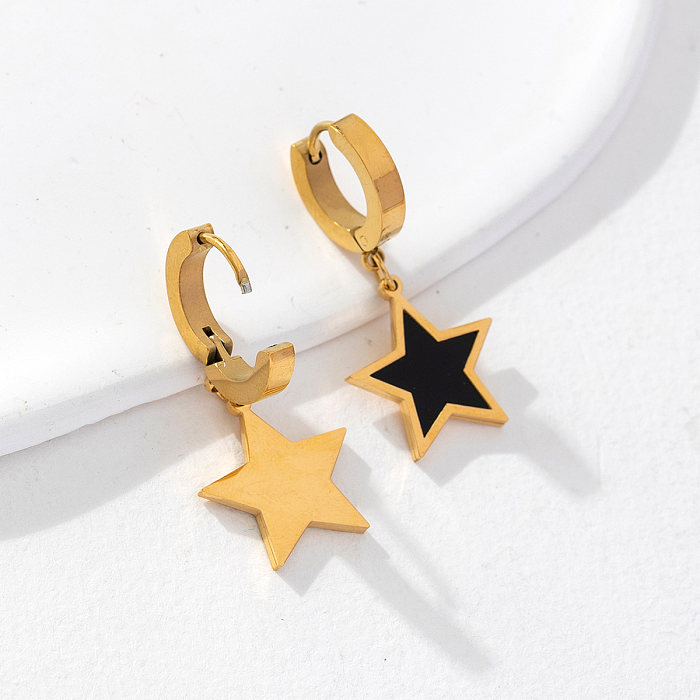 1 paire de boucles d'oreilles pendantes en acier inoxydable, romantique, douce et artistique, étoile