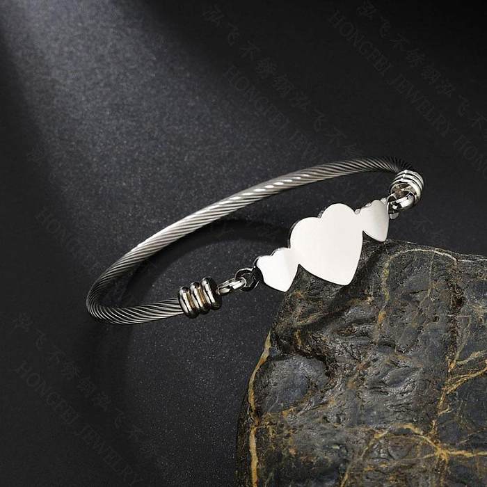 Unisex Heart Shaped Stainless Steel Bracelets &amp; Bangles NHHF124856