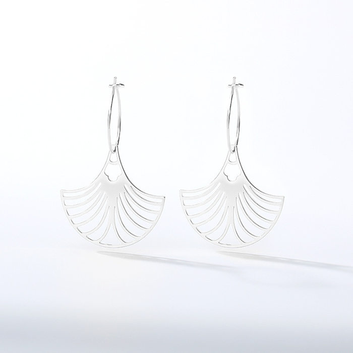 Fashion Leaf Fan-shaped Semi-circular Stainless Steel  Earrings