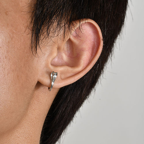 Boucles d'oreilles en acier inoxydable et Zircon, 1 pièce, Style moderne, Streetwear, incrustation de serpent