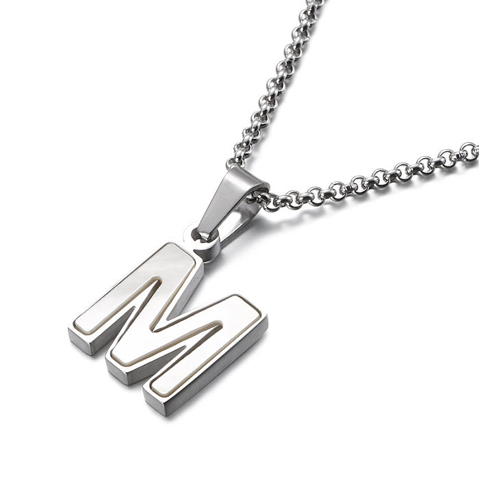 Collier avec lettres anglaises, coquille de tempérament Simple, chaîne de clavicule en acier inoxydable, vente en gros