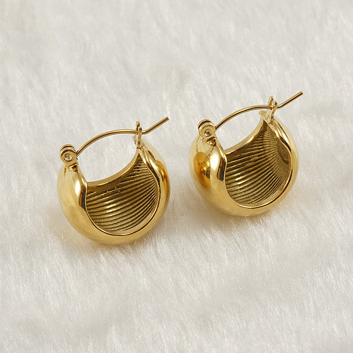 Boucles d'oreilles créoles plaquées or 1 carats, 18 paire, Style Simple, en forme de C, en acier inoxydable, vente en gros