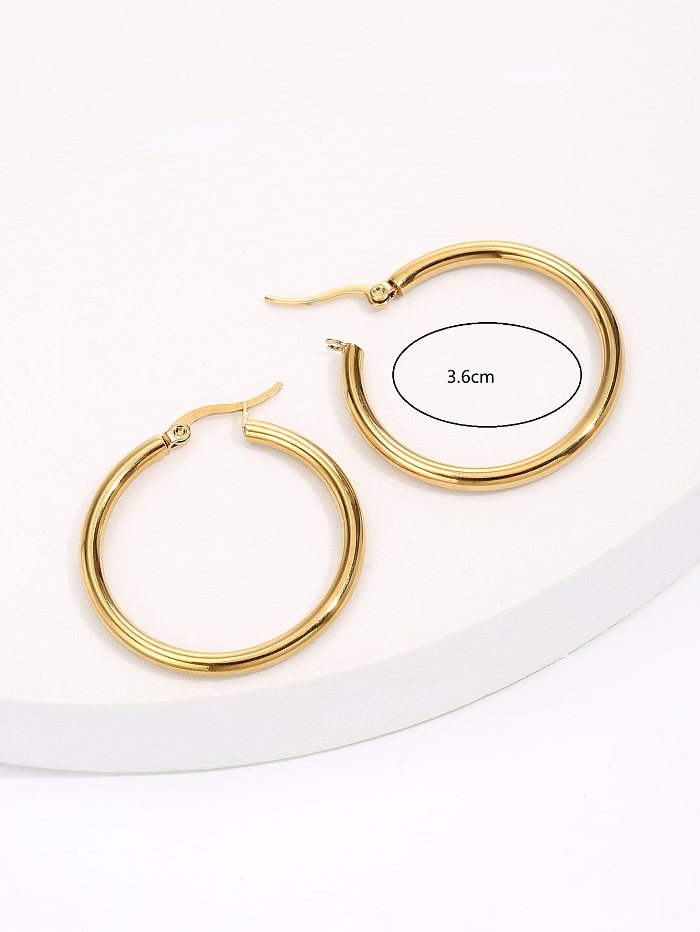 Fashion Creative Glossy Stainless Steel  Electroplated 18K Circle Earrings