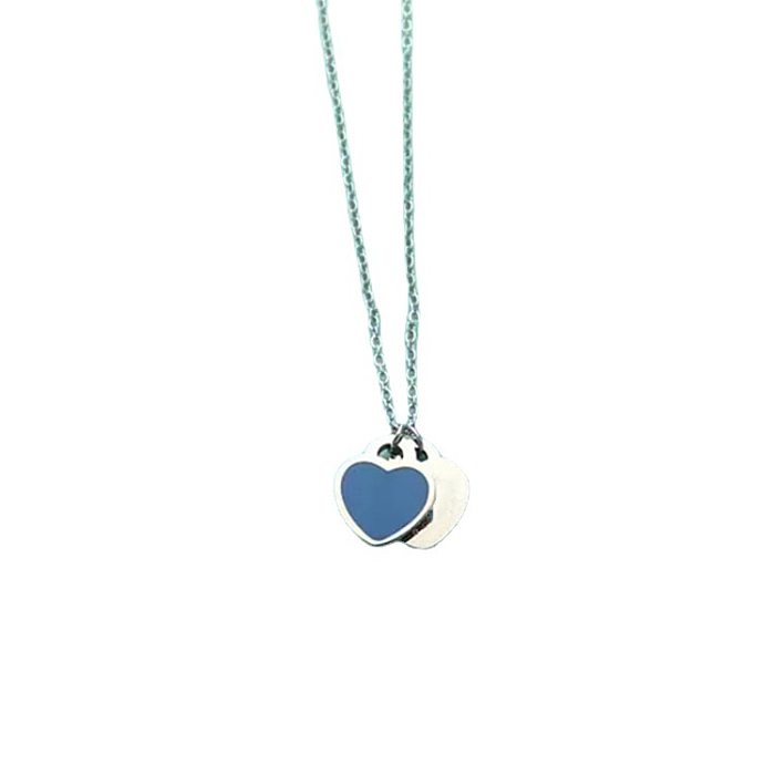 Collier pendentif en émail en acier inoxydable en forme de coeur de style simple