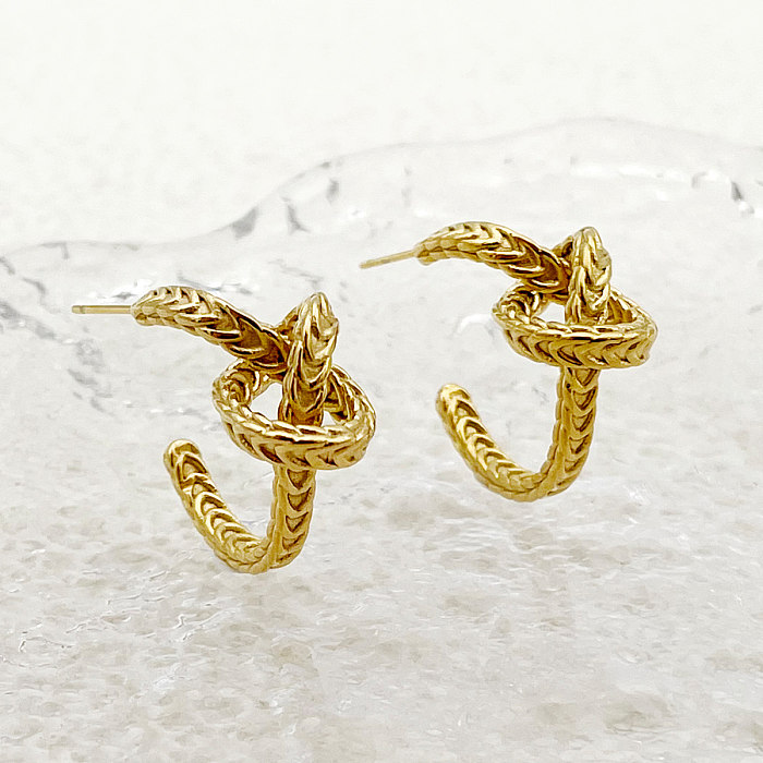 1 Pair Simple Style Commute Knot Plating Stainless Steel  Gold Plated Ear Studs