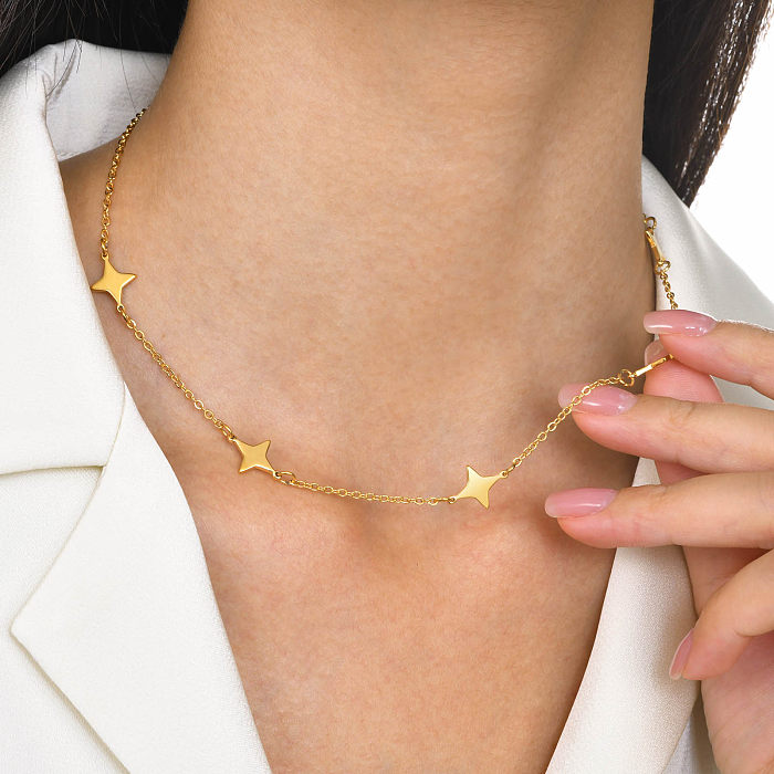 Französischer Stil, klassischer Stil, sternförmig, herzförmig, Edelstahl, 18 Karat vergoldete Halskette in großen Mengen