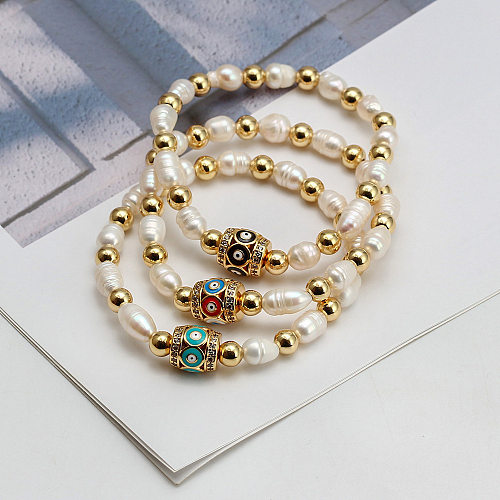 Mode Teufelsauge Titan Stahl Perlen Perlen Inlay Zirkon Armbänder 1 Stück