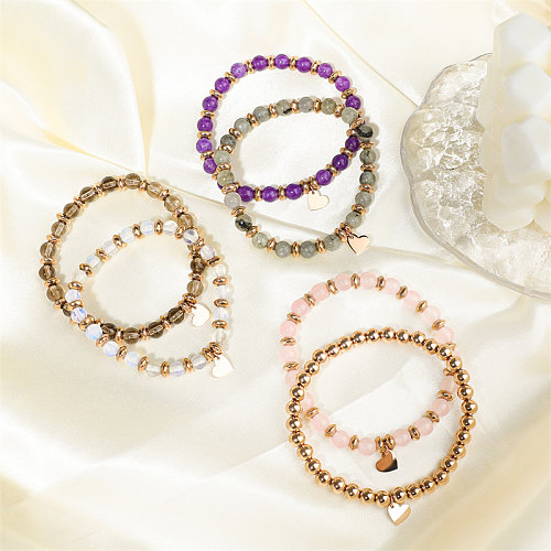 Casual Cute Simple Style Round Stainless Steel Rose Gold Plated Bracelets In Bulk