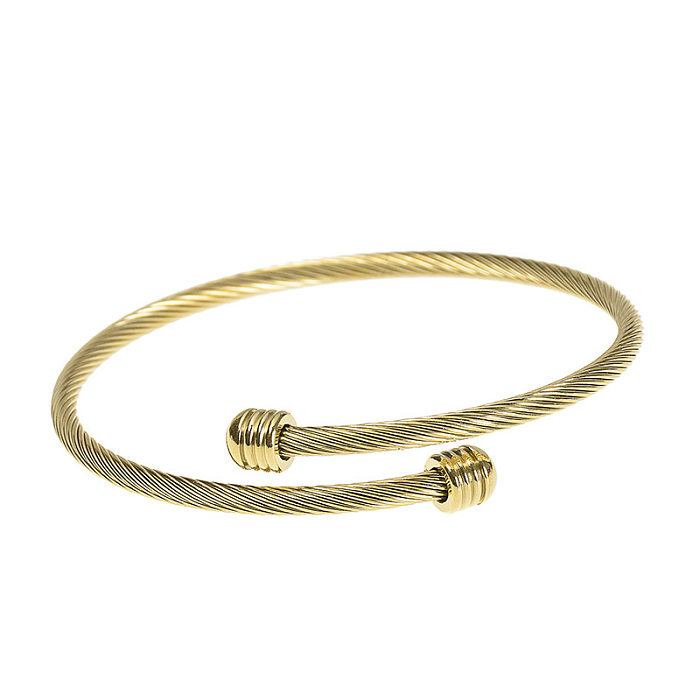 Simple Style Solid Color Twist Stainless Steel Bangle In Bulk