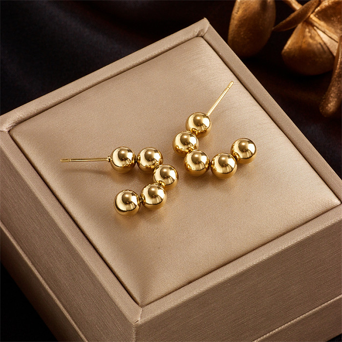 Basic C Shape Stainless Steel Gold Plated Ear Studs 1 Pair