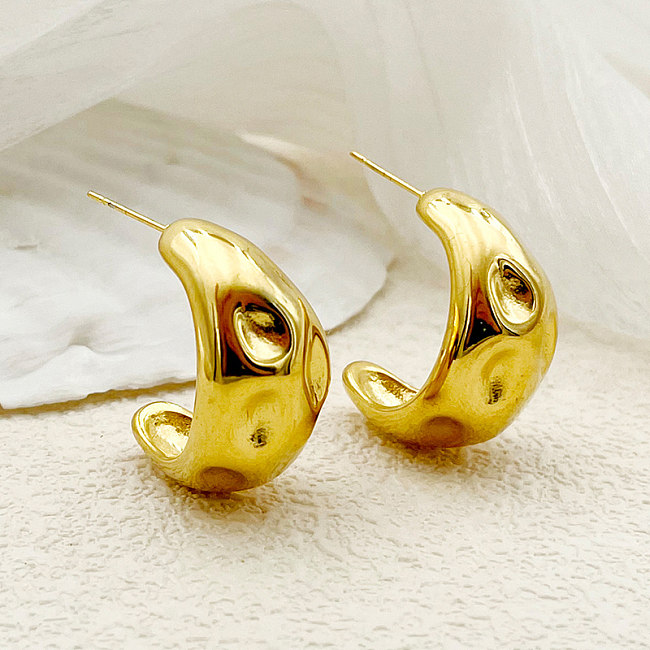 1 Pair Elegant Simple Style Classic Style Solid Color Plating Stainless Steel  Gold Plated Ear Studs