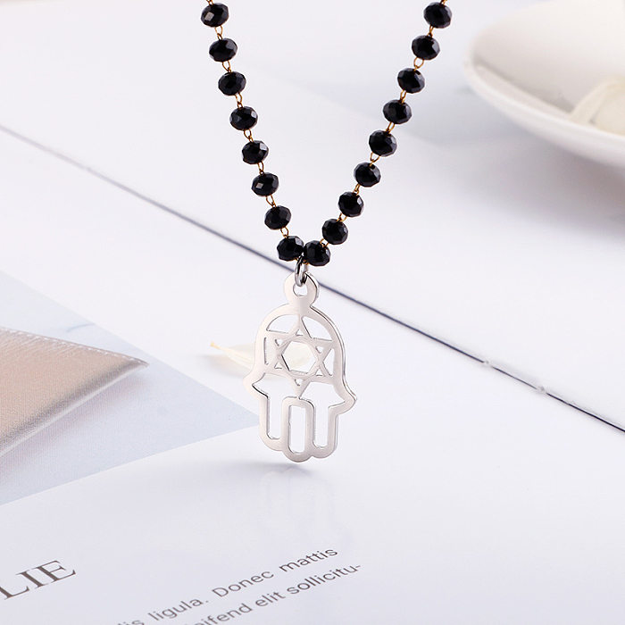 Retro Hand Of Fatima Pendant Necklace Stainless Steel  Clavicle Necklace Wholesale