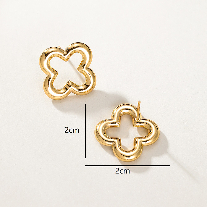1 Pair Casual Modern Style Simple Style Flower Plating Stainless Steel  18K Gold Plated Ear Studs