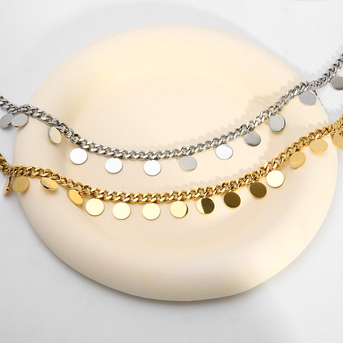 IG Style Style nordique Style romain paillettes acier inoxydable plaqué or 18 carats chaîne de pull collier en vrac