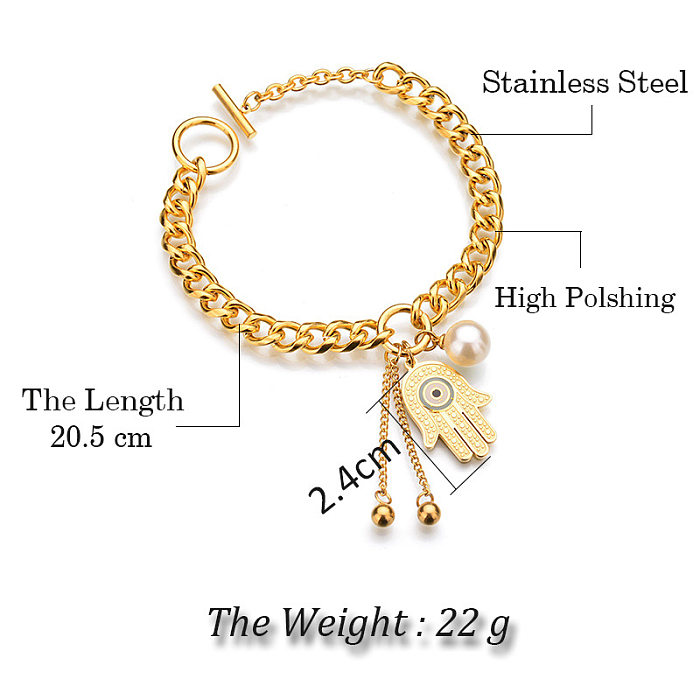 Bracelet en acier inoxydable pour femmes, main de Fatima, vente en gros