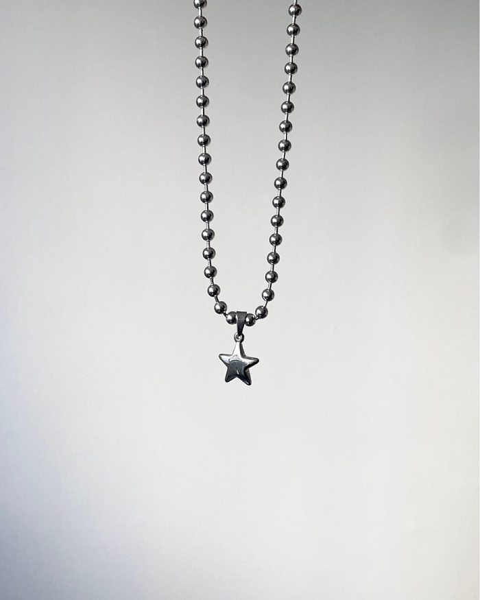 Hip-Hop Simple Style Star Stainless Steel Pendant Necklace