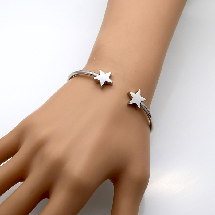 Simple Style Star Titanium Steel Plating Gold Plated Bangle